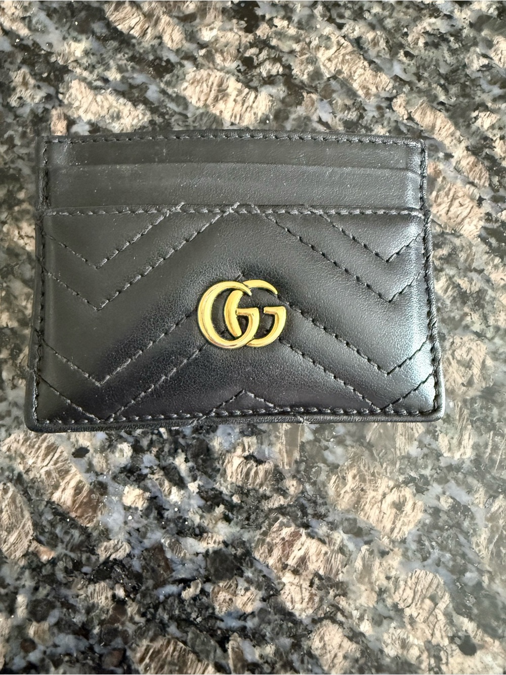 Gucci GG Marmont Quilted Black Leather Card Holder with Chevron Stitching - Picture 12 of 16